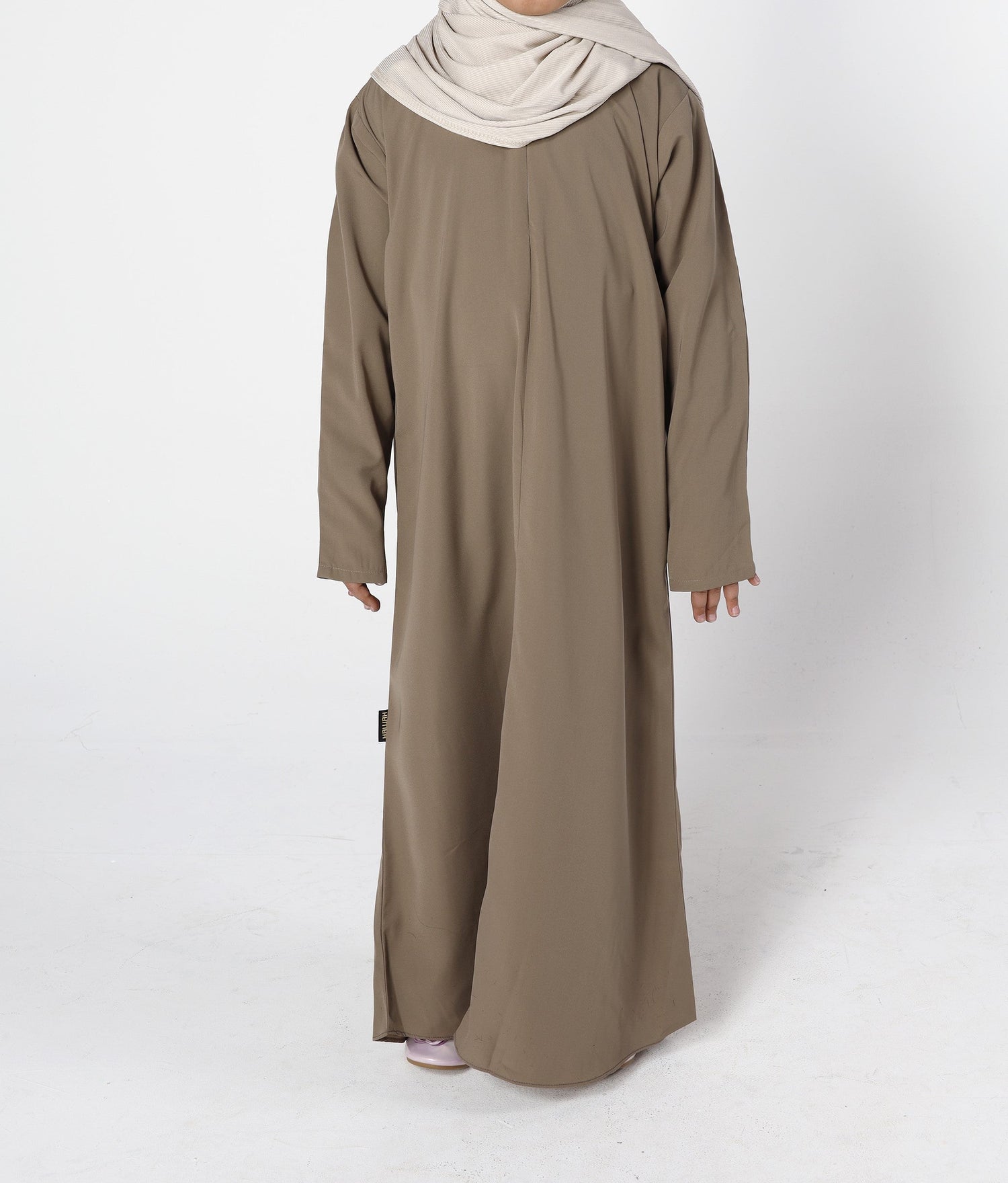 Girls kids abaya Australia - modest children's abaya in taupe by Qalbi