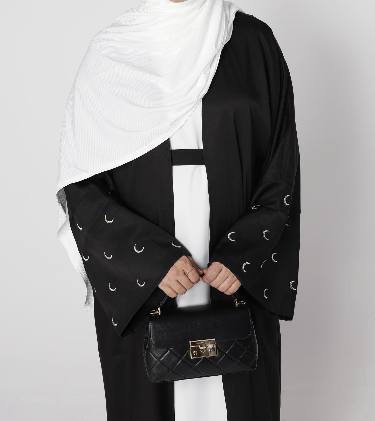 Qalbi | Crescent Abaya – Midnight Black