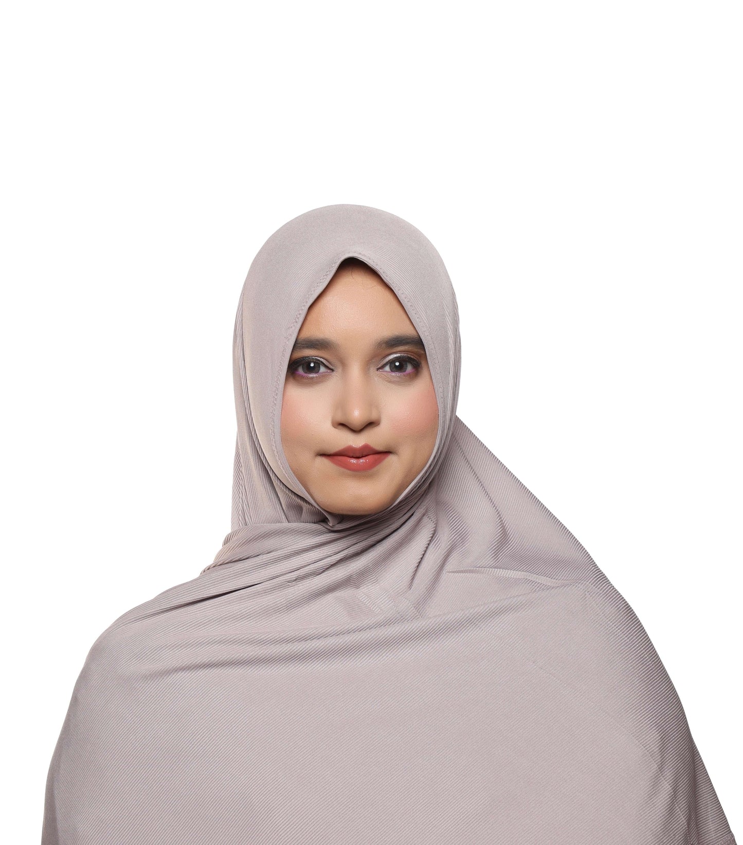 Front view of dusty purple textured jersey hijab muted tone scarf – Qalbi