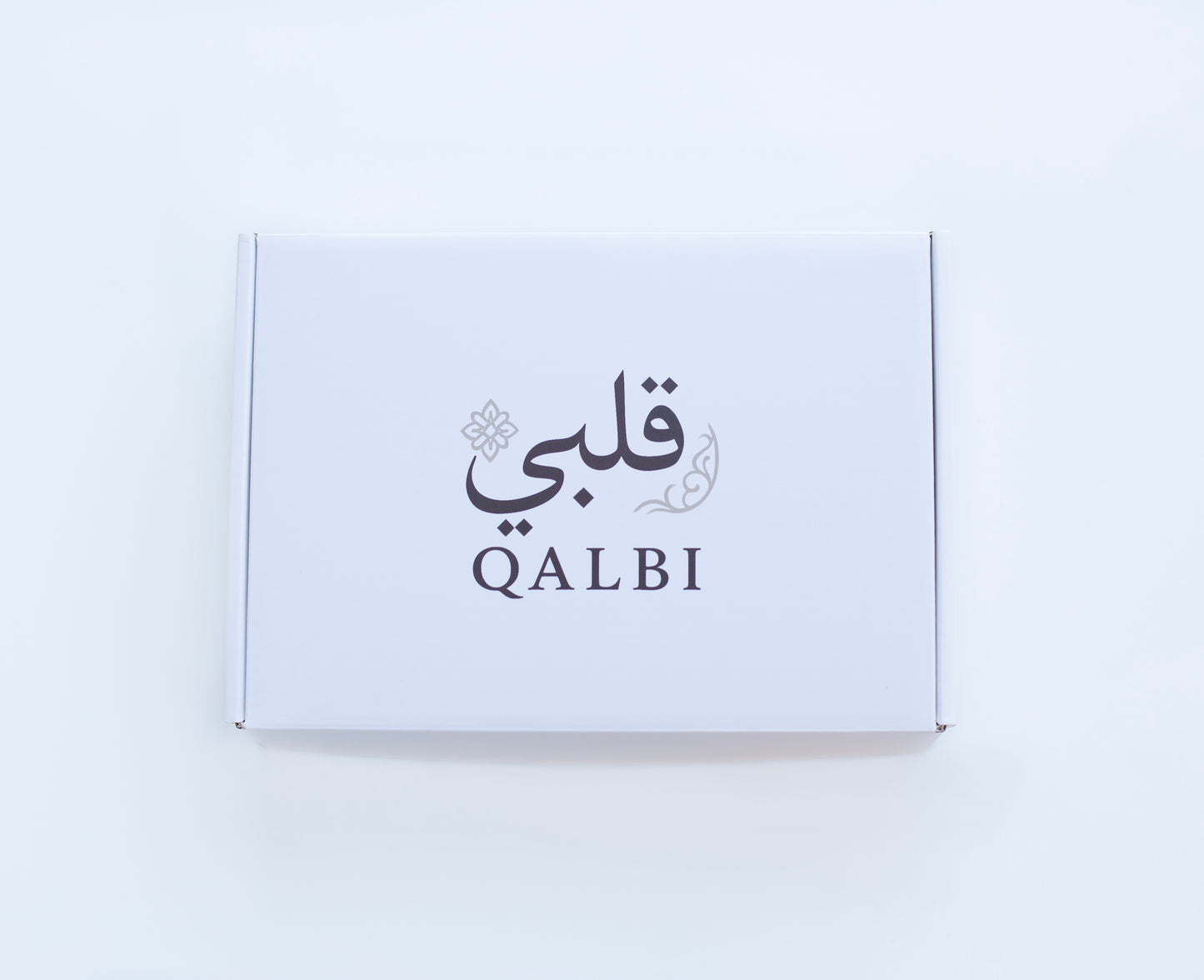 Qalbi signature gift box with satin ribbon designed for hijab gift sets