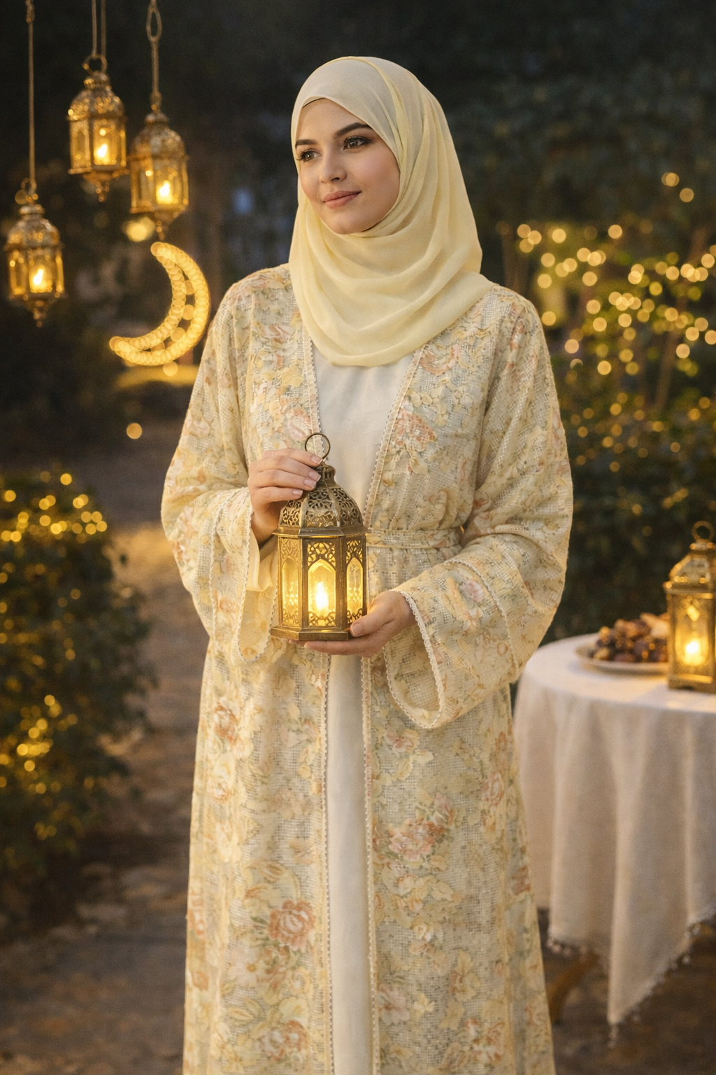 Luxury designer abaya Australia in elegant butter yellow color with modern modest fashion style.