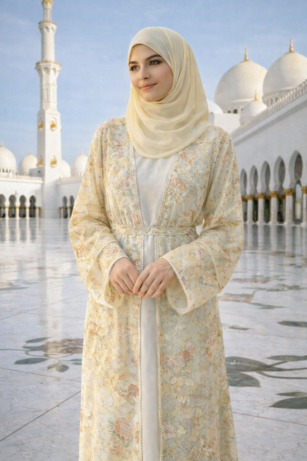 Buy abaya Australia butter yellow elegant modest fashion stylish modern abaya for women.