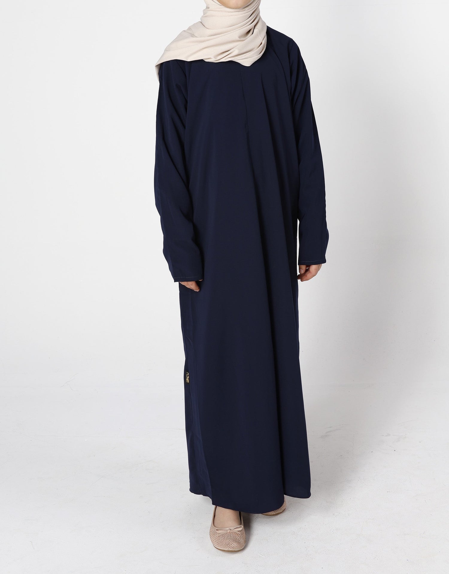 Kids Abaya – Navy front view – soft breathable fabric – kids abaya Australia
