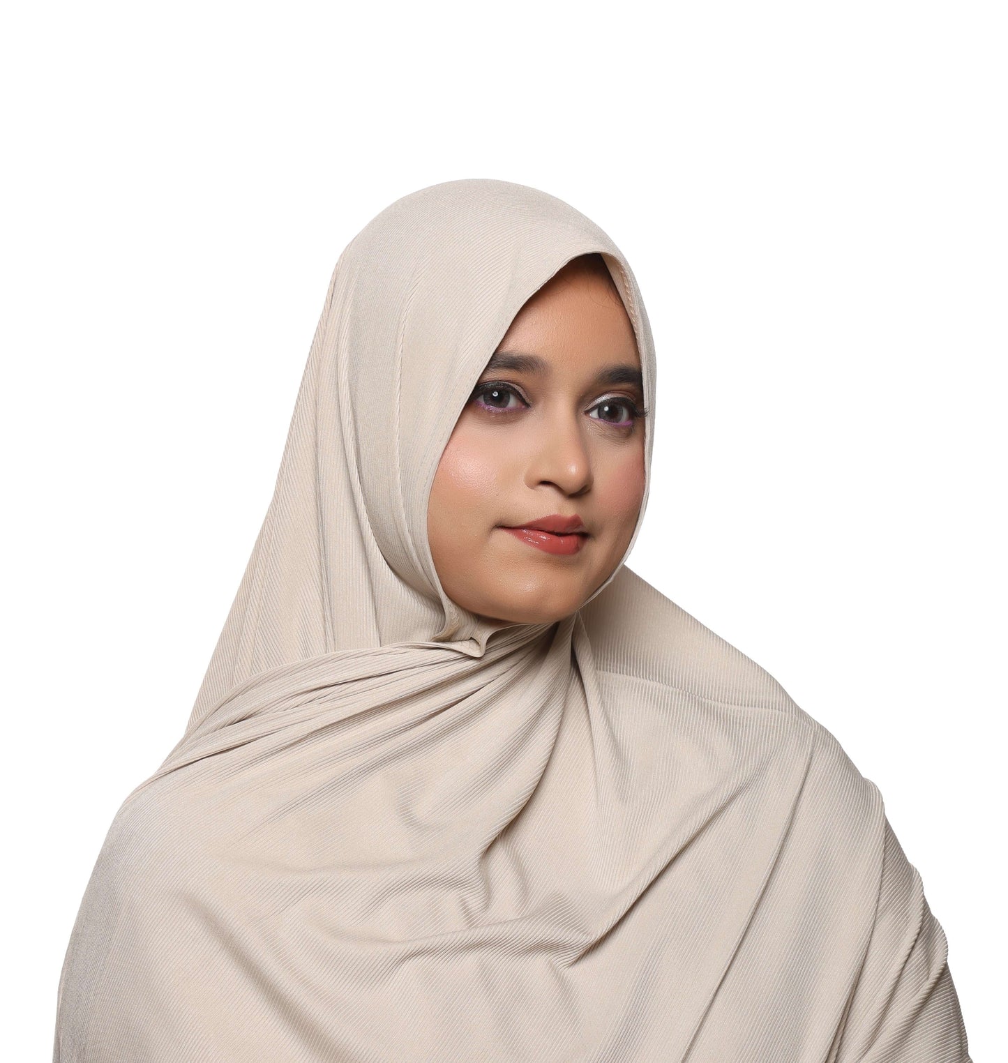 Close-up fabric texture of cashew beige textured jersey hijab – Qalbi modest wear