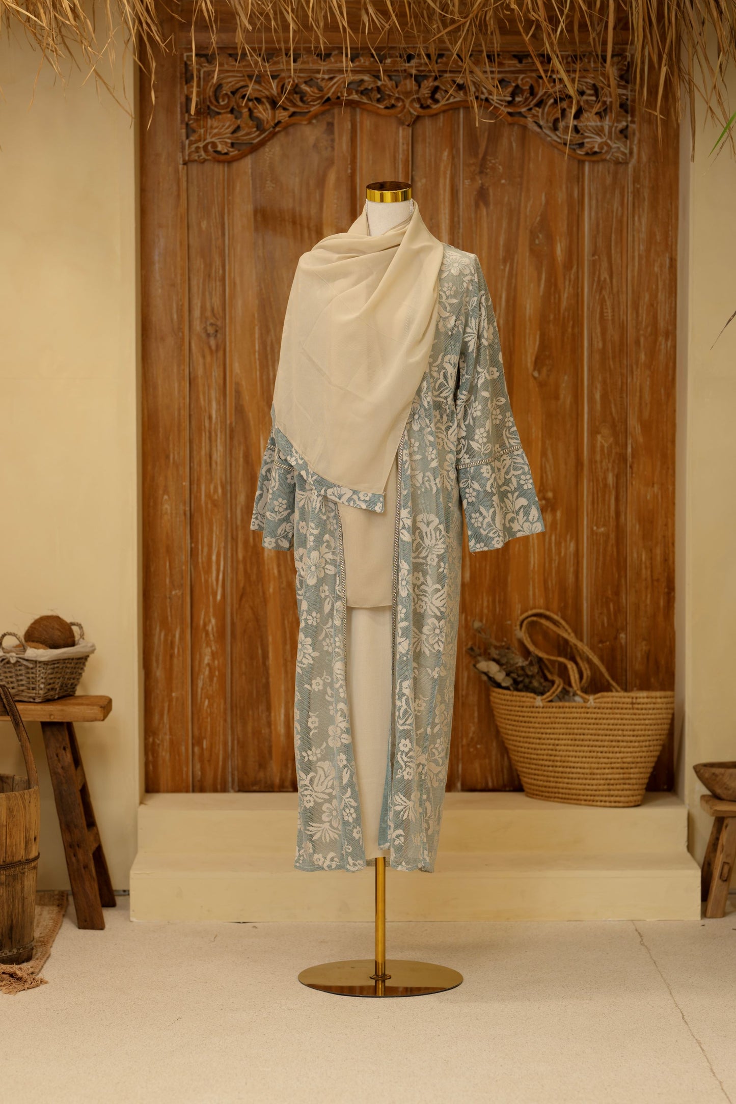 Firdaus Abaya Emerald Gold full length festive outfit