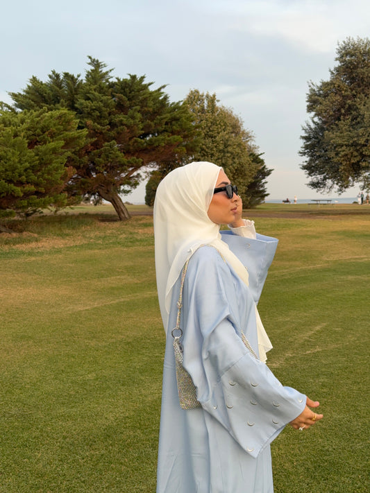 Crescent Abaya – Blue Pearl