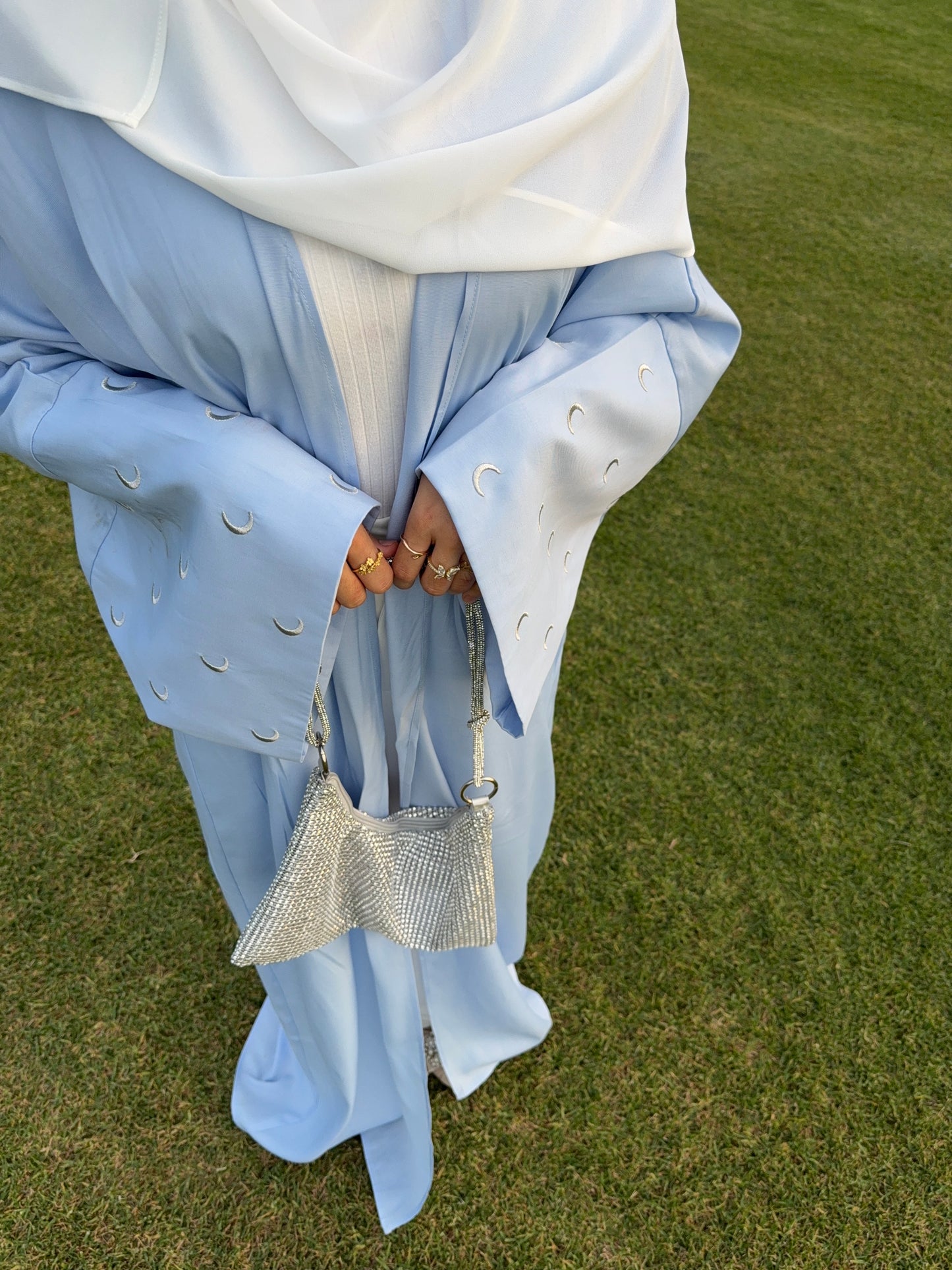 Crescent Abaya – Blue Pearl