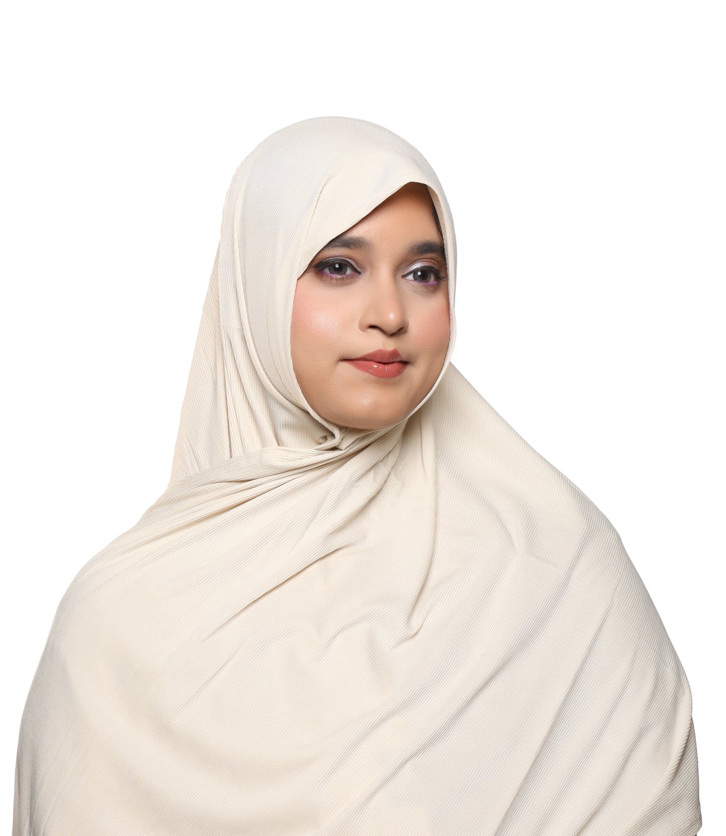 Textured Jersey Hijab — Ivory Cream