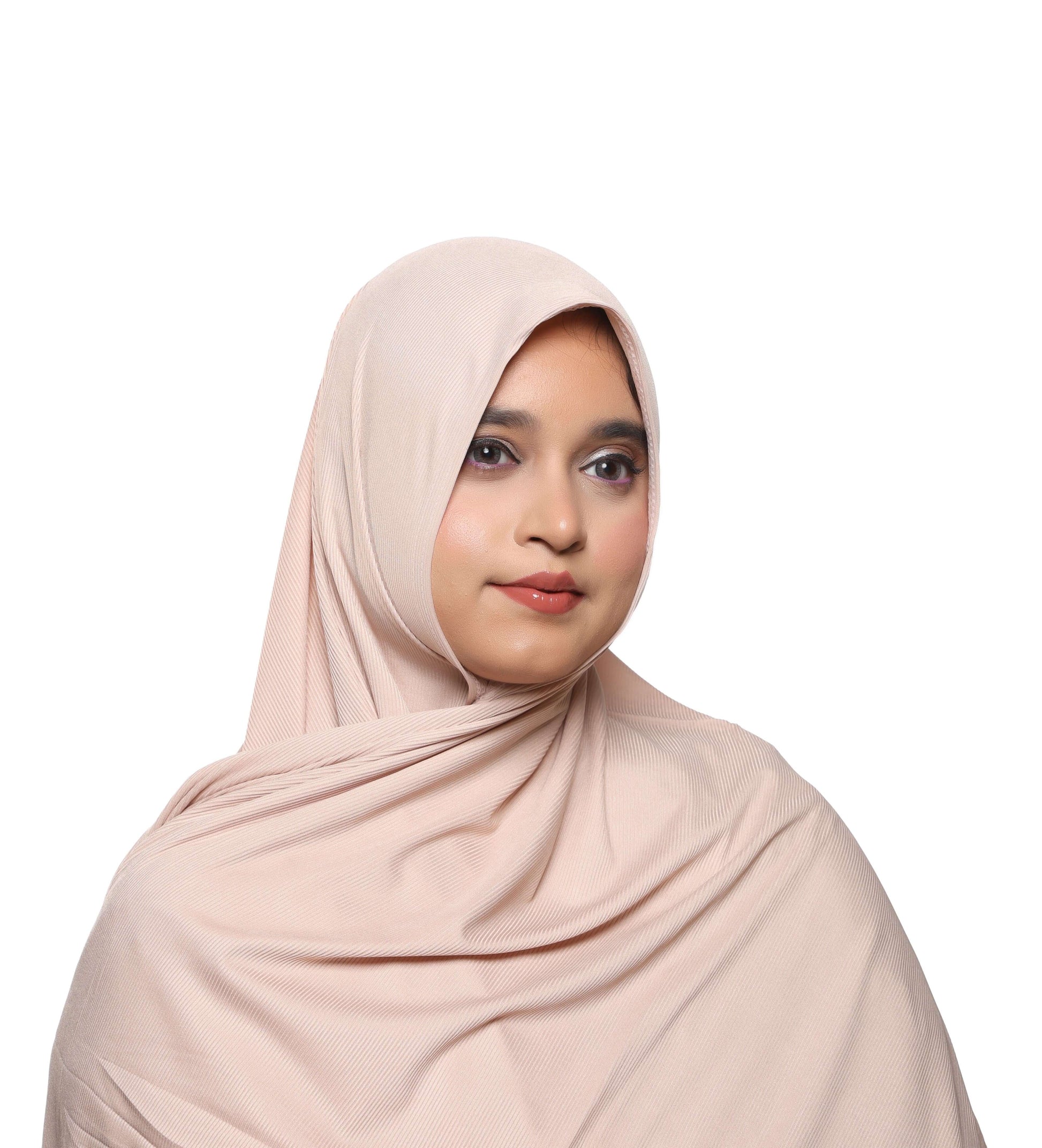 Close-up fabric texture of nude blush textured jersey hijab – Qalbi modest wear