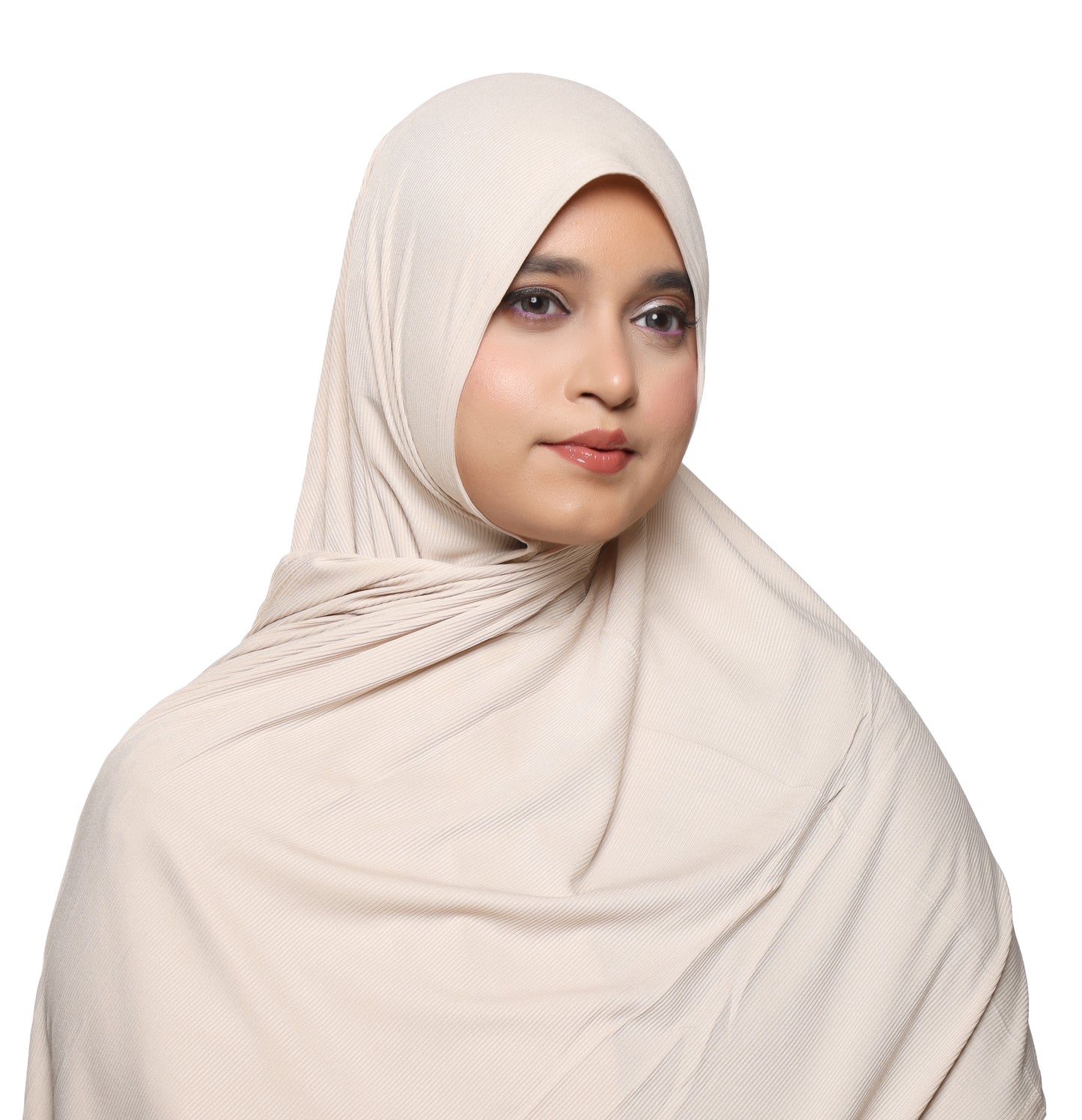 Textured Jersey Hijab — Oatmeal Beige