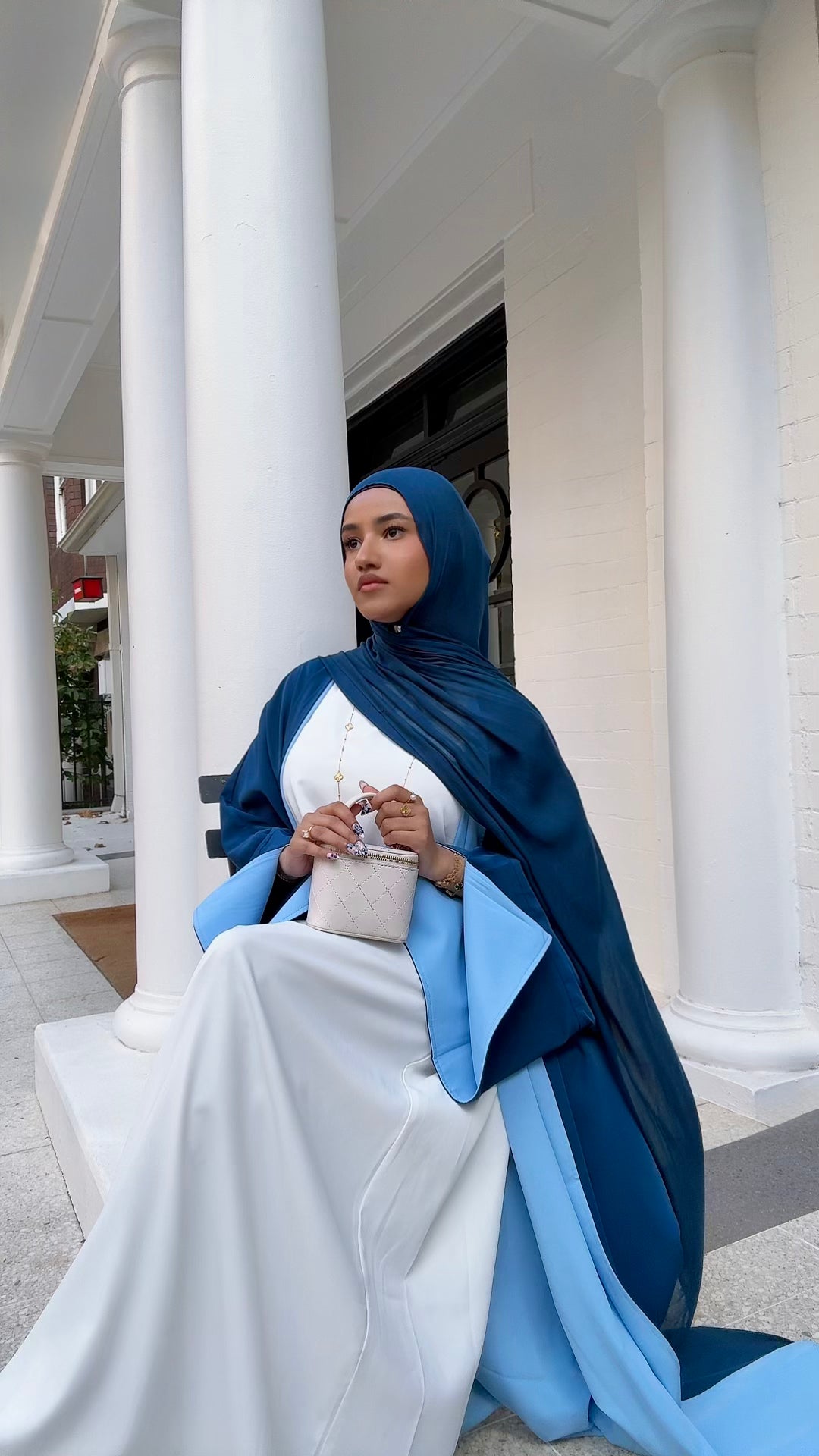 Double Sided Blue abaya modest style reversible dress