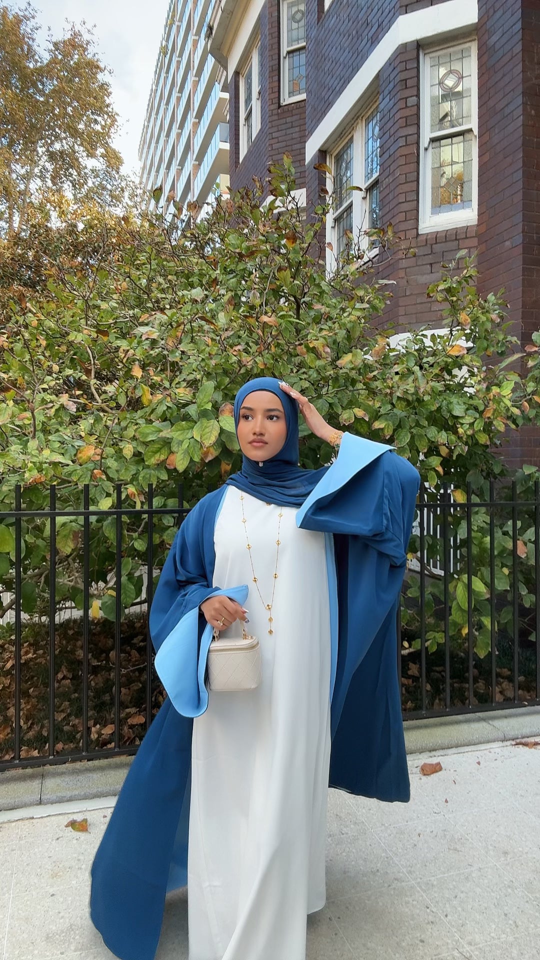 Double Sided Blue abaya modest wear Qalbi Australia New Zealand