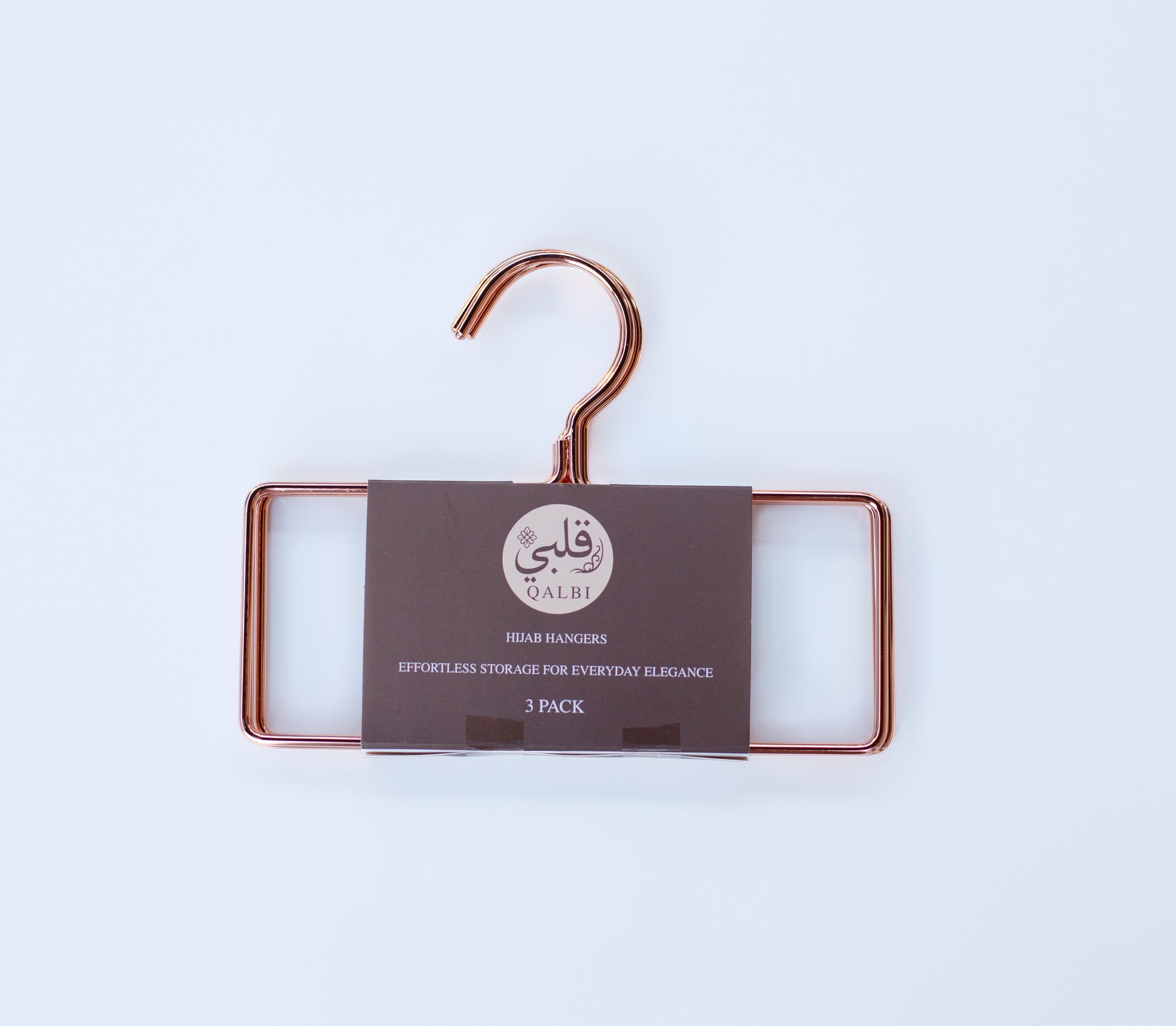 Rectangular Hijab Hanger in gold finish made of high-quality iron, displayed against a soft background.