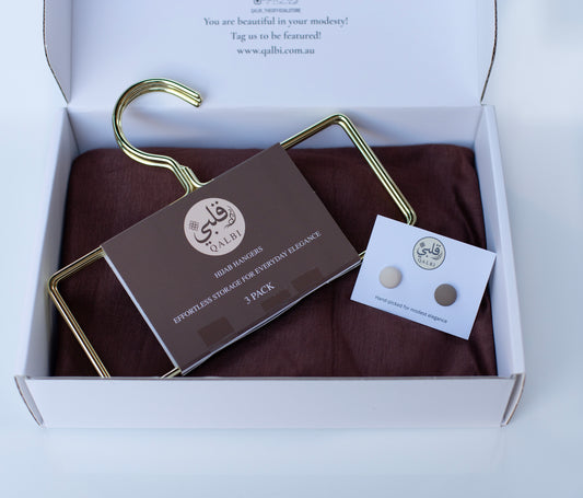 Close-up of the premium Textured Jersey Hijab fabric, showing its soft texture and high-quality drape, a key item in the modest gift set.